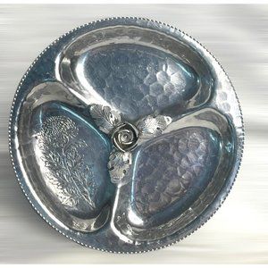 Vintage Continental Hand Wrought Silverlook Aluminum 729 Divided Serving Dish
